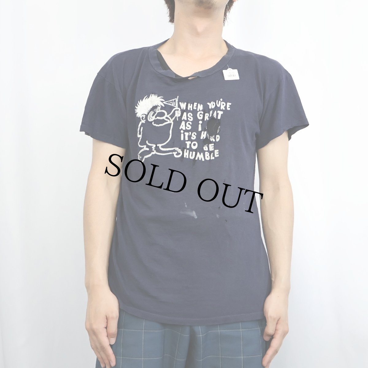 画像2: 70〜80's "WHEN YOU'RE AS GREAT..." モンスタープリントTシャツ NAVY (2)