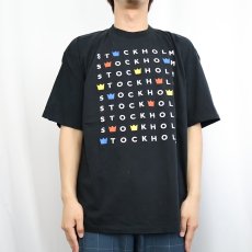 画像2: 90's "STOCKHOLM" プリントTシャツ BLACK XL (2)