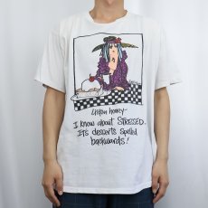 画像2: 90's Listen Honey USA製 "I Know about STRESSED..." イラストプリントTシャツ XL (2)