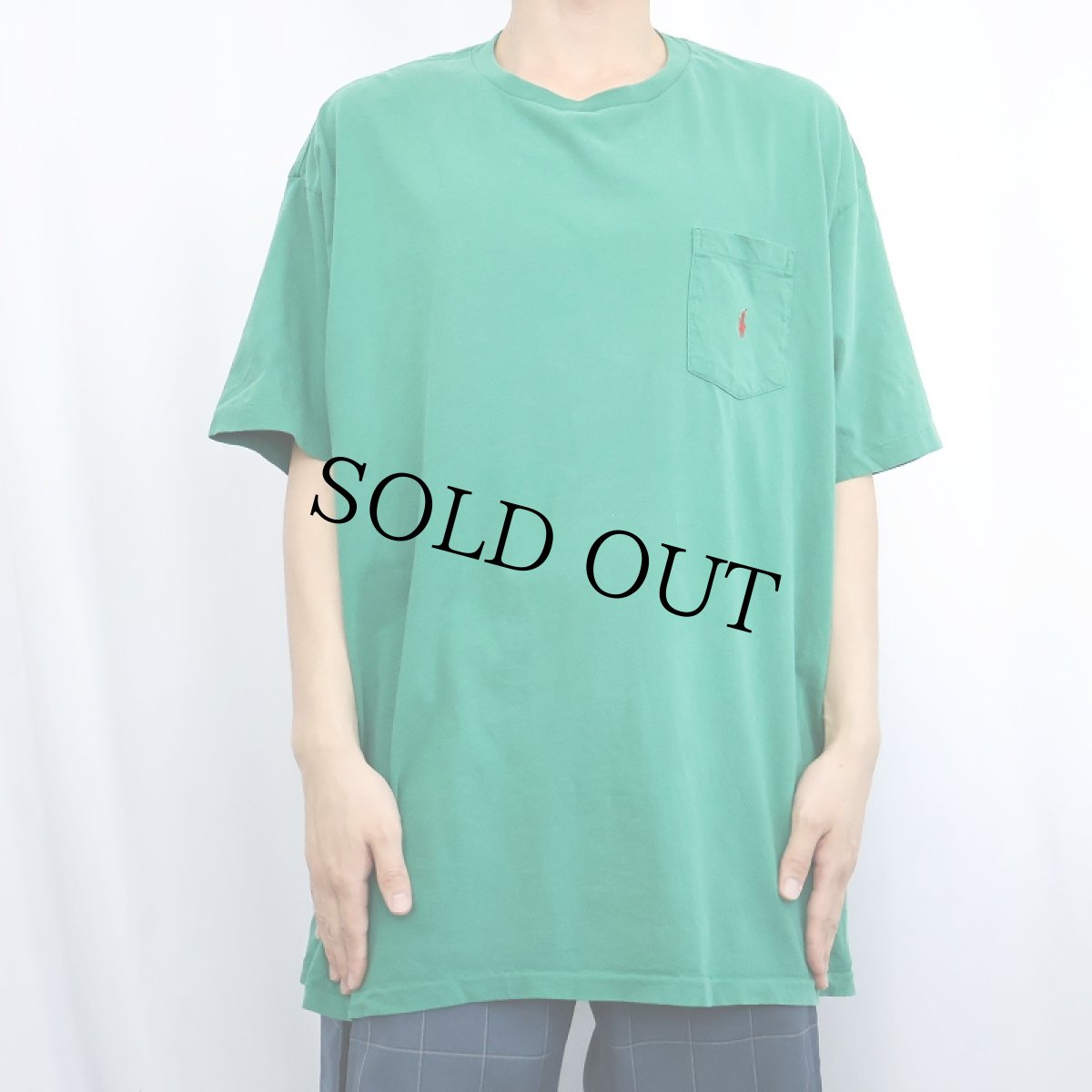 画像2: 90's POLO Ralph Lauren USA製 ロゴ刺繍 ポケットTシャツ XL (2)