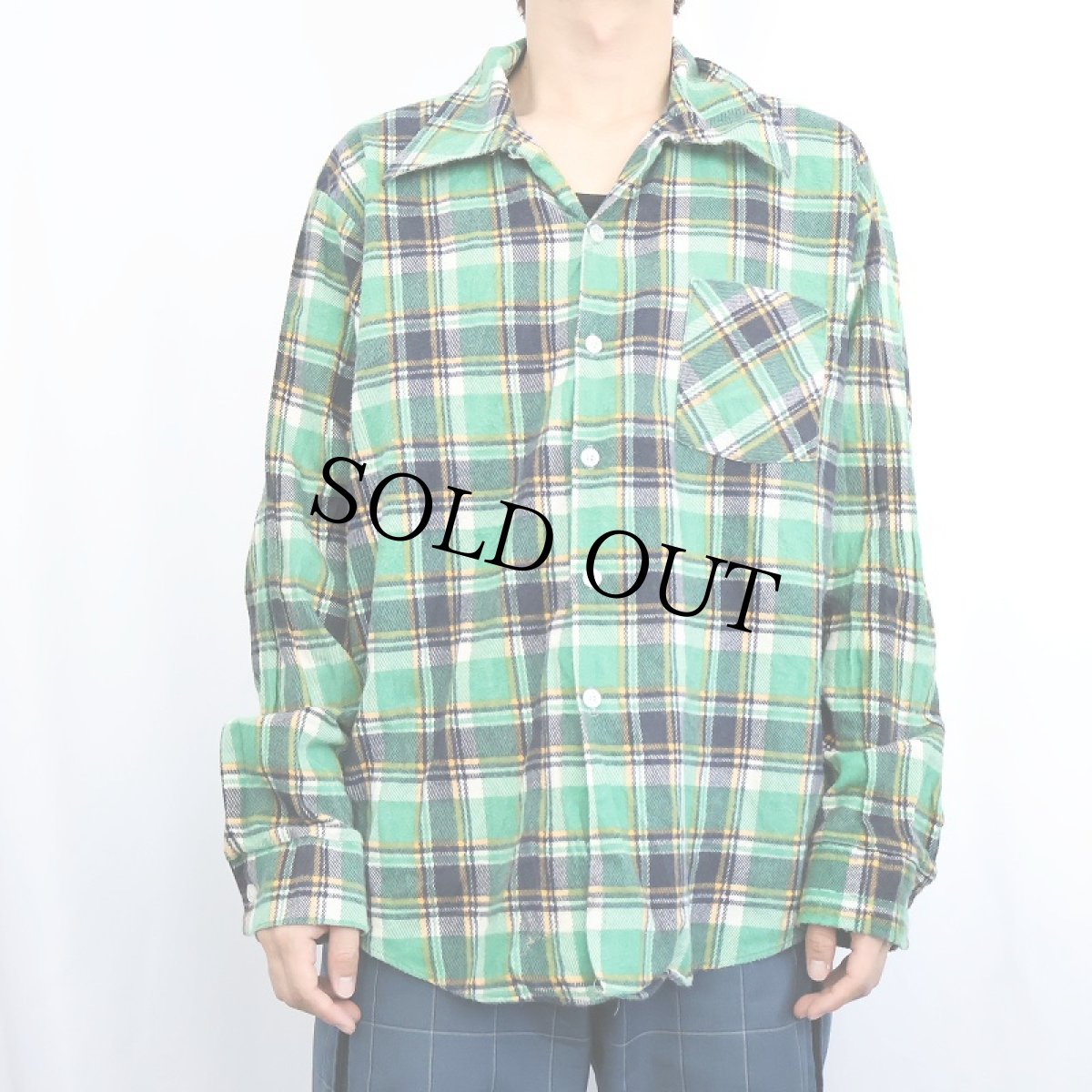 画像2: 70's Sears KING ROAD チェック柄 プリントネルシャツ XL (2)