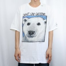 画像2: 90's "DON'T SAY GOODBYE..." 白クマイラストプリントTシャツ XL (2)