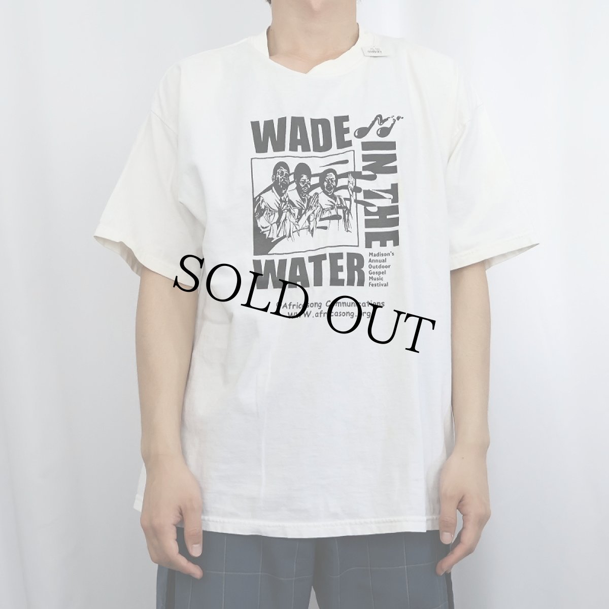 画像2: Africasong Communicatiouns "WADE IN THE WATER" プリントTシャツ XL (2)