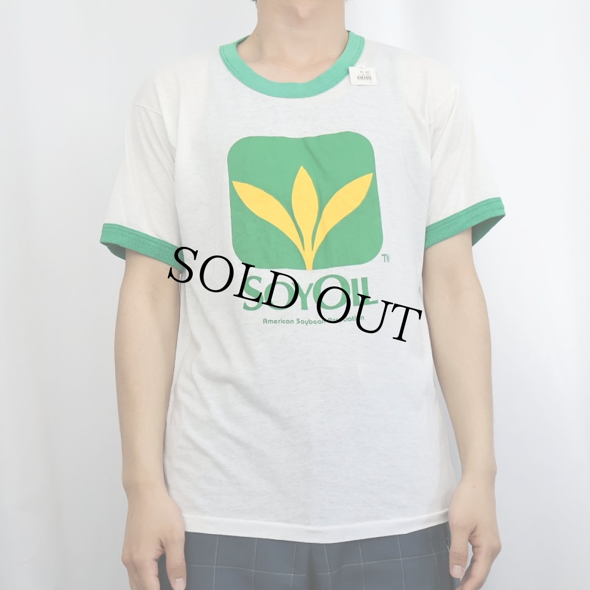 画像2: 80's SOYOIL USA製 企業プリントリンガーTシャツ L (2)