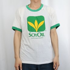 画像2: 80's SOYOIL USA製 企業プリントリンガーTシャツ L (2)