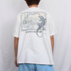 画像4: 90's BANANA REPUBLIC USA製 地図×イグアナプリント ポケットTシャツ XL (4)