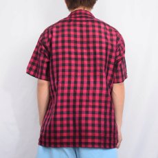 画像3: 〜60's Thai Silk バッファローチェック柄 オープンカラーシャツ L (3)