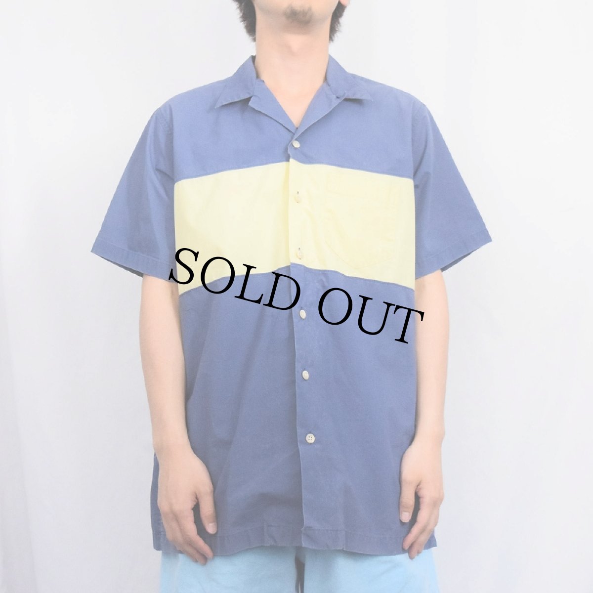 画像4: POLO Ralph Lauren ボーダー柄 コットンオープンカラーシャツ M (4)