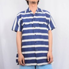 画像4: 80〜90's POLO COUNTRY Ralph Lauren ボーダー柄 コットンオープンカラーシャツ M (4)