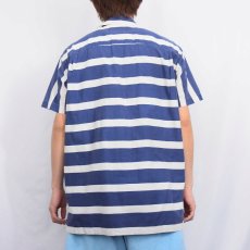 画像5: 80〜90's POLO COUNTRY Ralph Lauren ボーダー柄 コットンオープンカラーシャツ M (5)