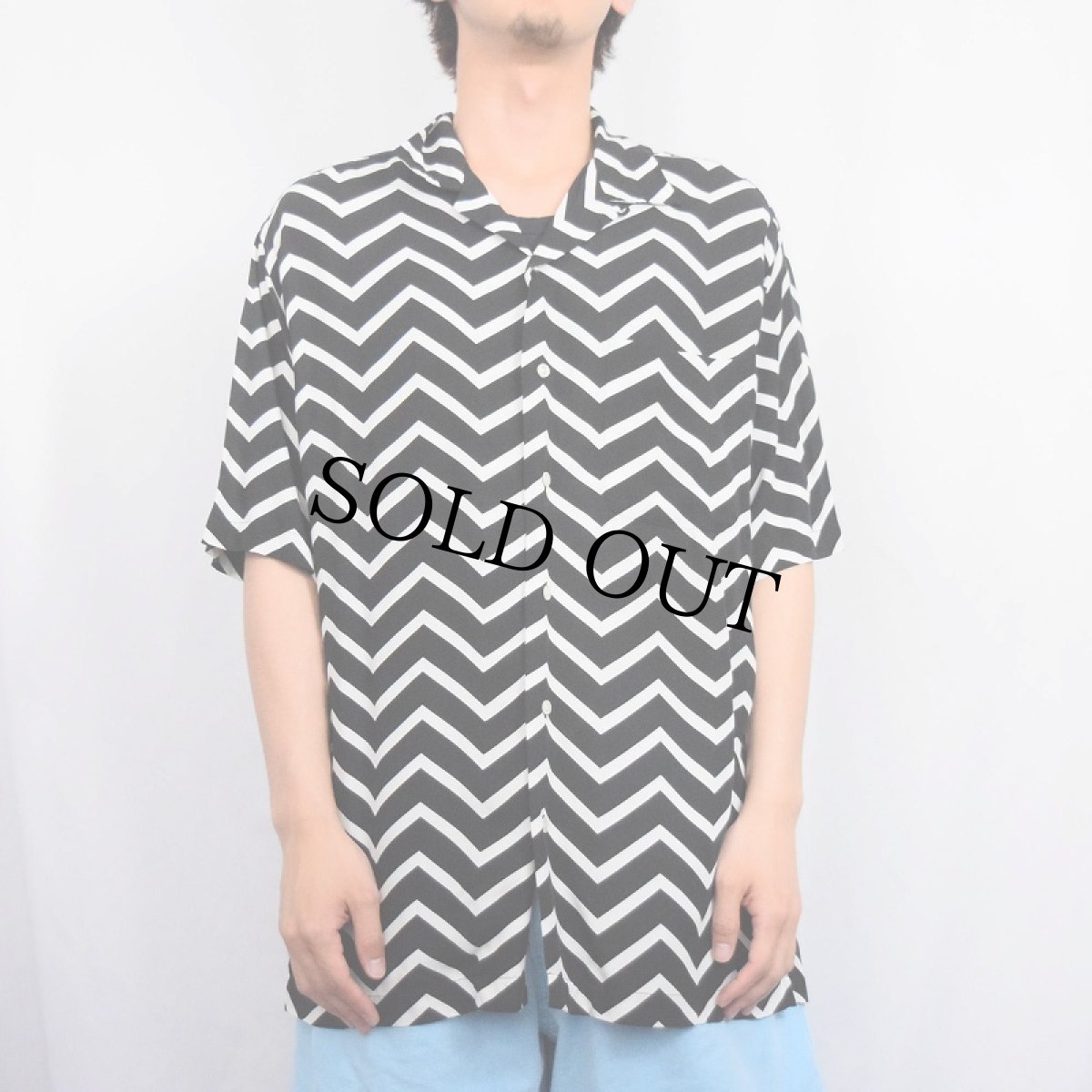 画像5: POLO Ralph Lauren シェブロン柄 ビスコースオープンカラーシャツ S (5)