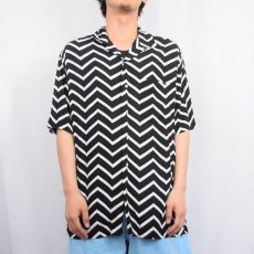 画像5: POLO Ralph Lauren シェブロン柄 ビスコースオープンカラーシャツ S (5)