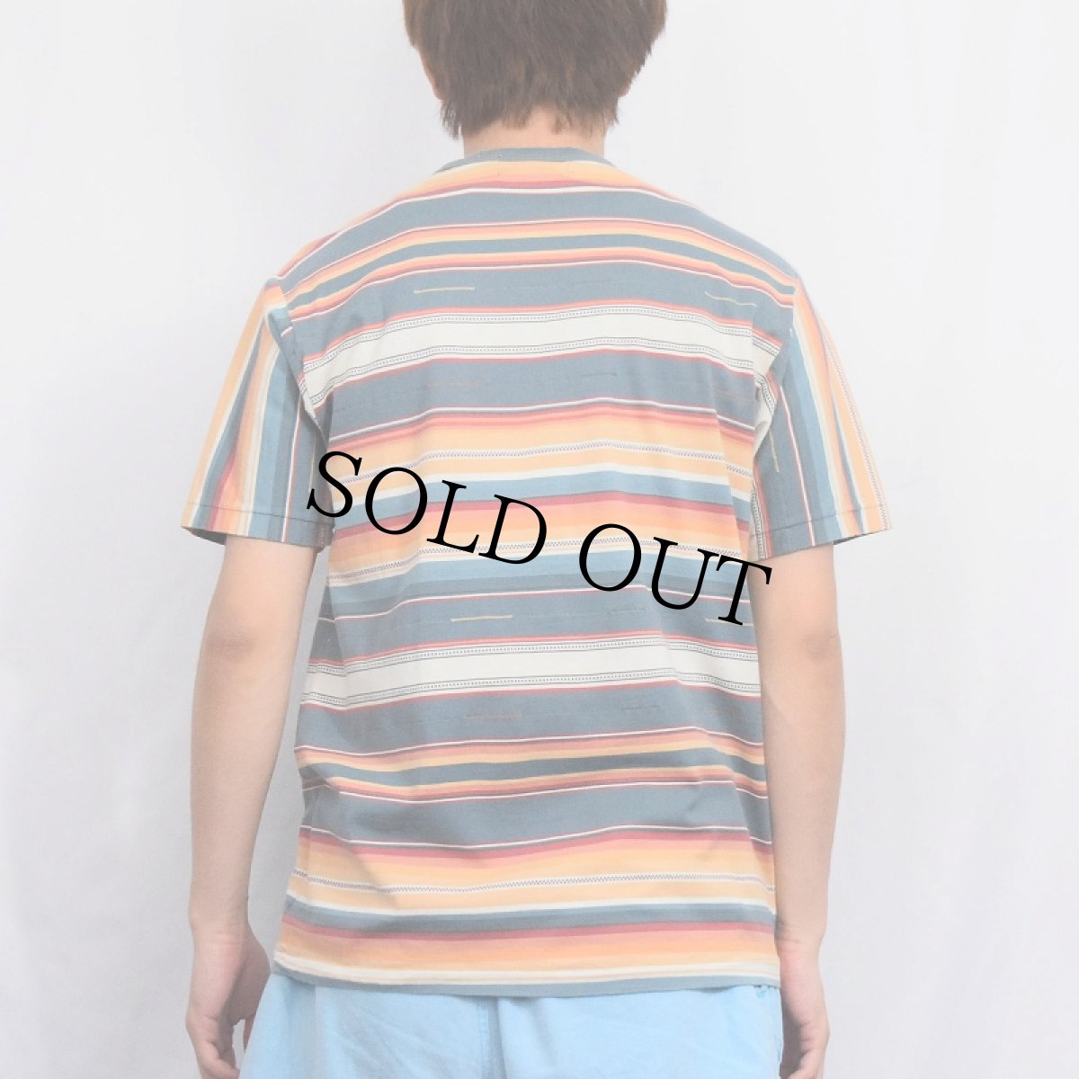 画像6: Ralph Lauren RRL マルチボーダー柄 ポケットTシャツ M (6)