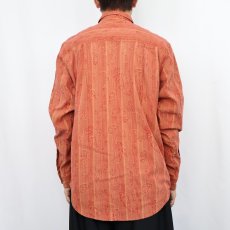 画像3: THE TERRITORY AHEAD ペイズリー×ストライプ柄 コットンシャツ S (3)