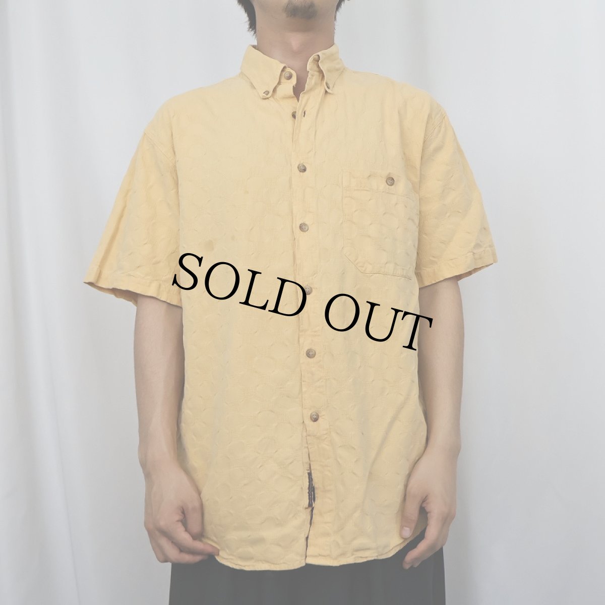 画像2: THE TERRITORY AHEAD チェッカー柄織り コットン×テンセル ボタンダウンシャツ M (2)