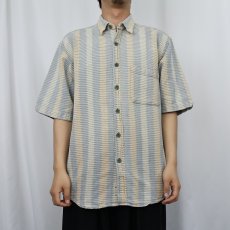 画像2: THE TERRITORY AHEAD ストライプ柄 コットンシャツ M (2)