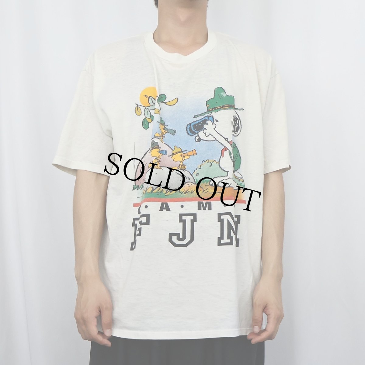 画像2: 90's SNOOPY USA製 "CAMP FJM" キャラクタープリントTシャツ XL (2)