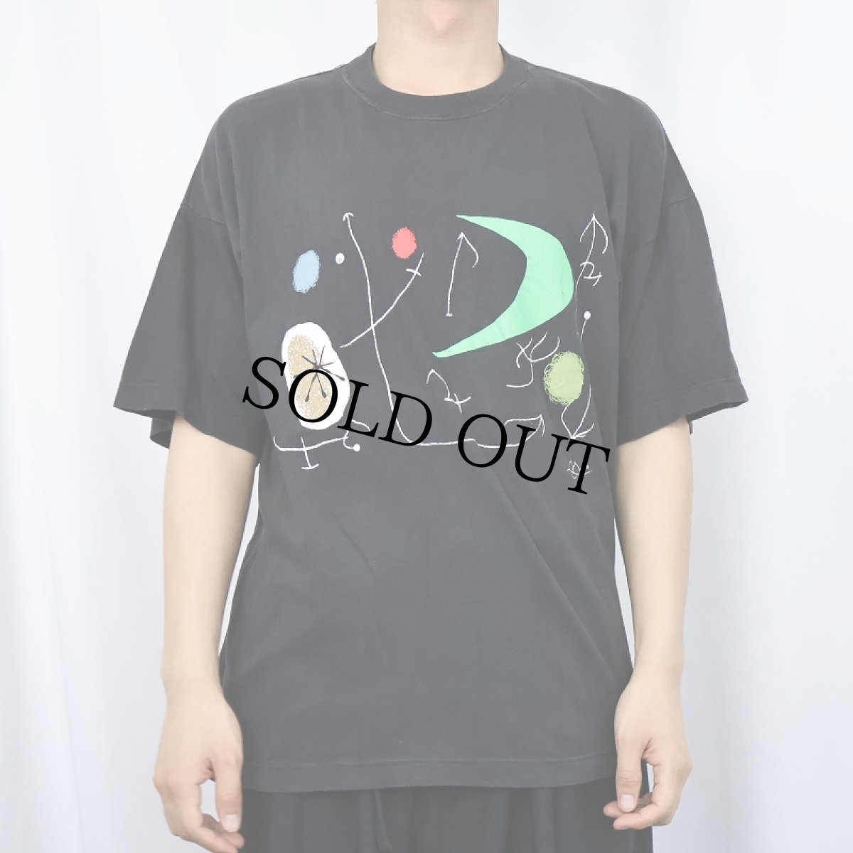 画像2: 90's Joan Miro アートプリントTシャツ BLACK (2)