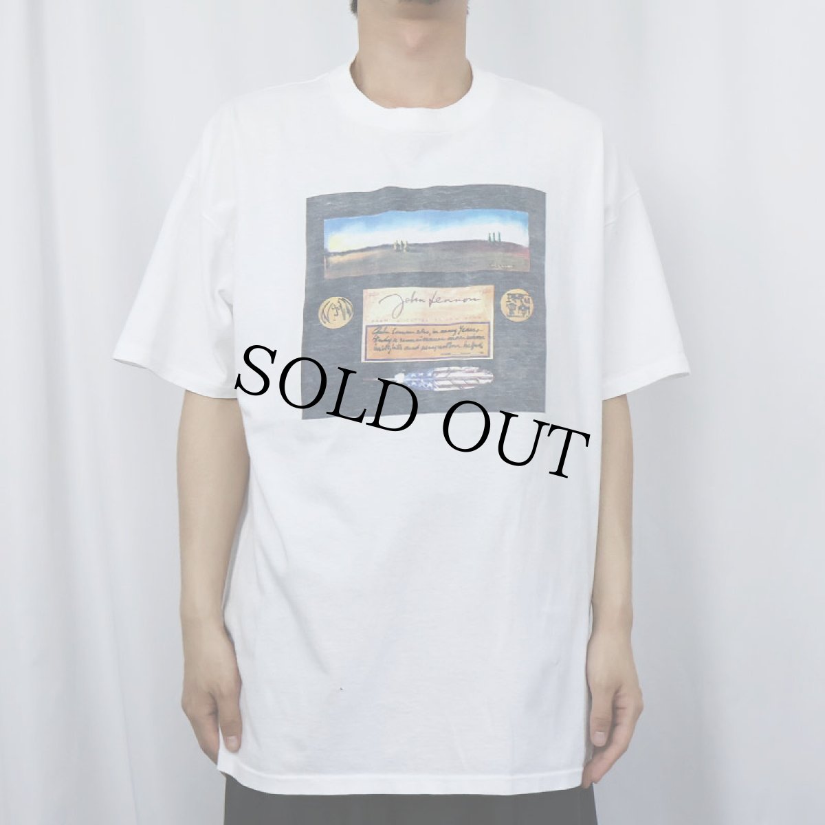 画像2: 90's JOHN LENNON USA製 ミュージシャンアートTシャツ XL (2)
