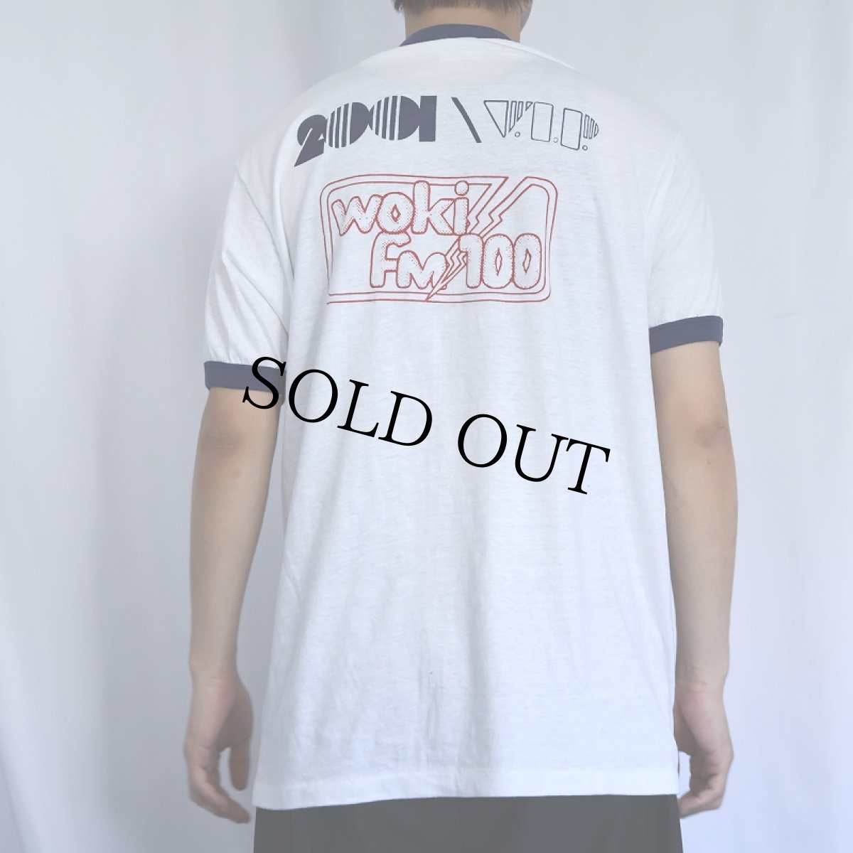 画像4: 80〜90's WOKI FM100 USA製 ラジオ局プリントリンガーTシャツ XL (4)