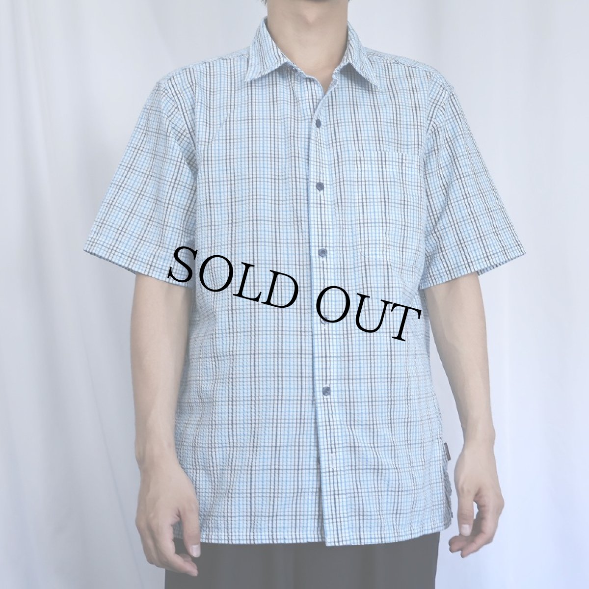 画像2: 2016SS Patagonia チェック柄 シアサッカーシャツ M (2)