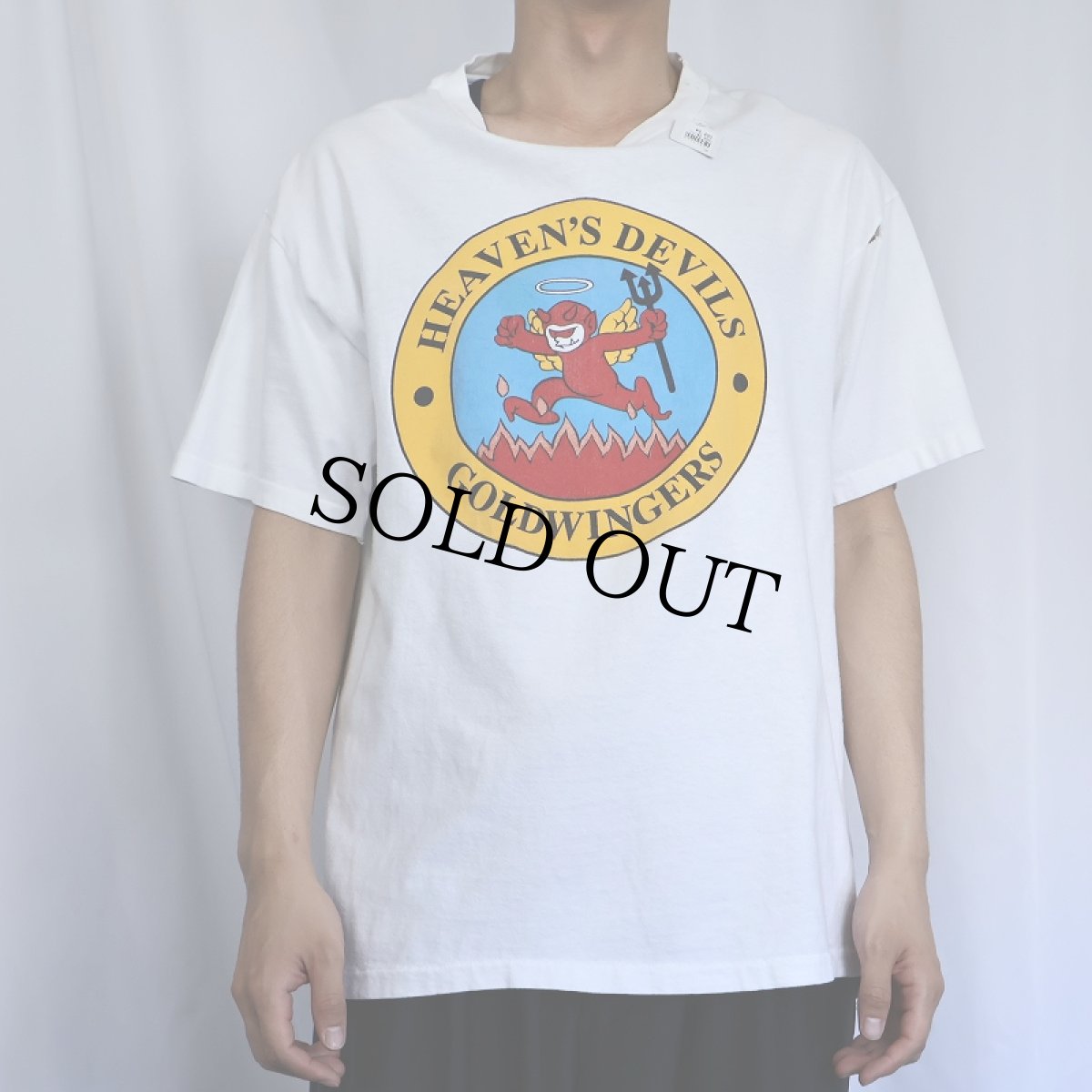 画像2: 90's USA製 "HEAVEN'S DEVILS GOLDWINGERS" プリントTシャツ L (2)