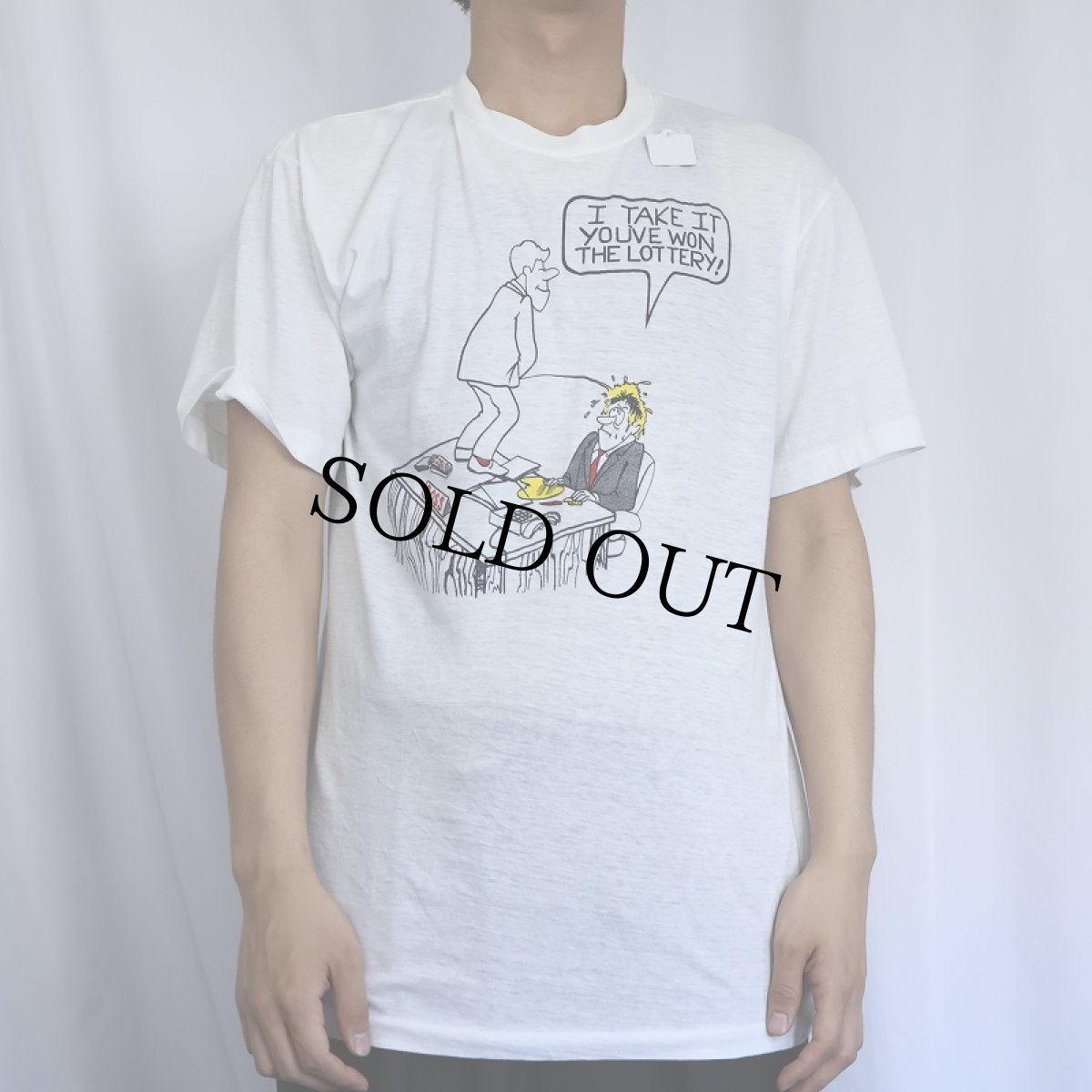 画像2: 80〜90's "I TAKE IT YOU'VE WON THE LOTTERY!" シュールイラストプリントTシャツ (2)