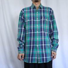 画像2: POLO Ralph Lauren チェック柄 猫目ボタン ヘビーネルシャツ M (2)