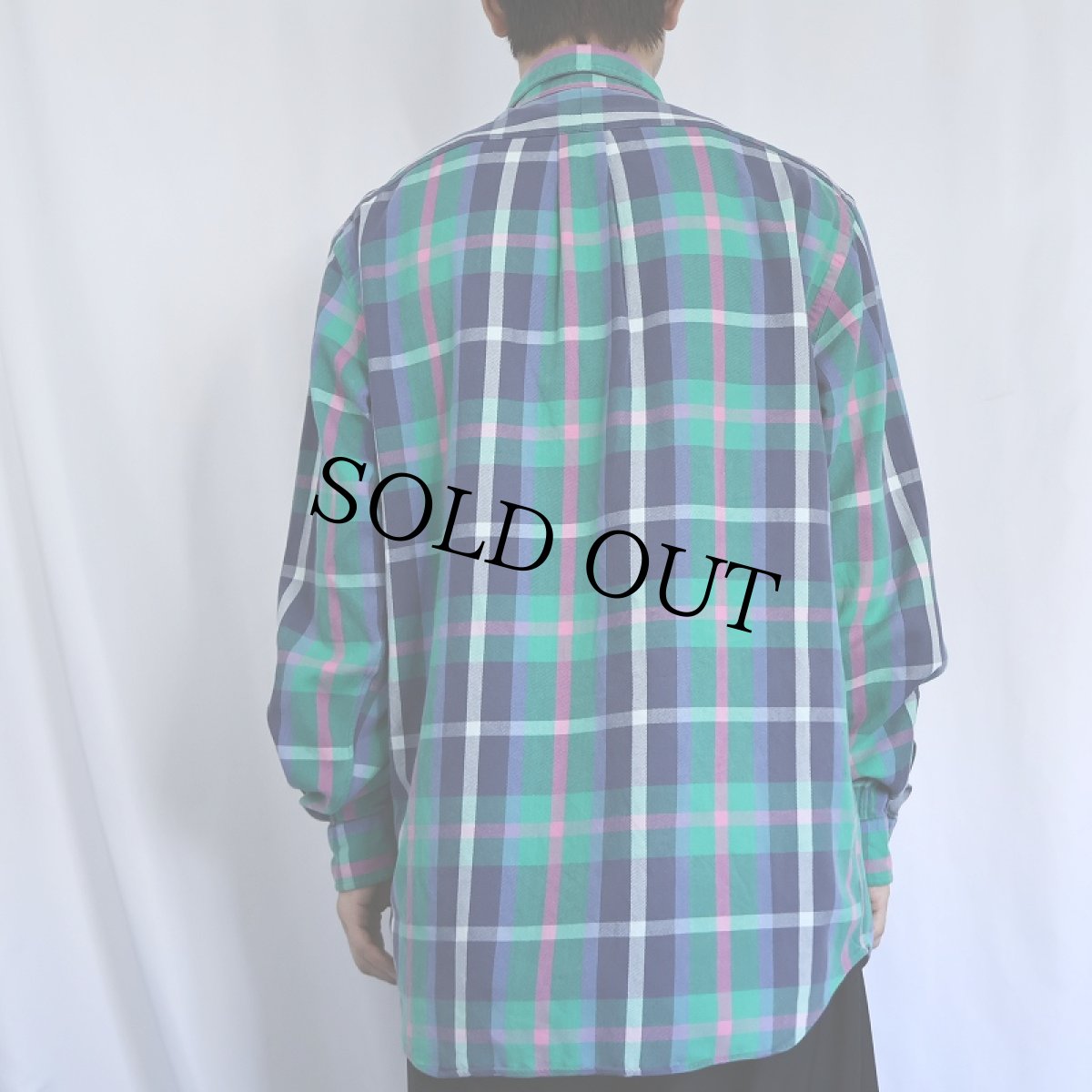 画像3: POLO Ralph Lauren チェック柄 猫目ボタン ヘビーネルシャツ M (3)