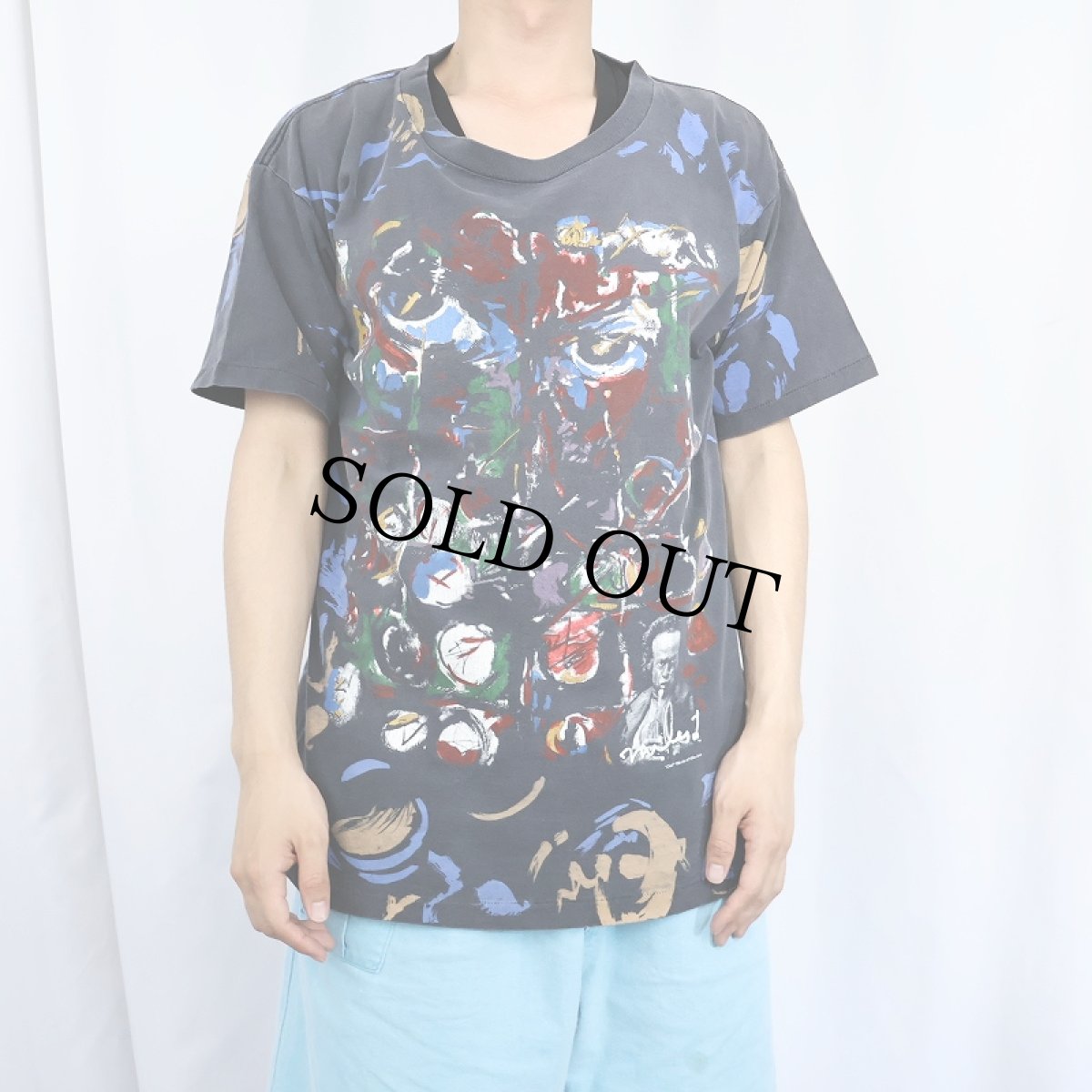 画像3: 【SALE】 90's Miles Davis USA製 ジャズミュージシャン アートプリントTシャツ L (3)