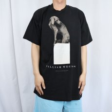 画像2: 90's WILLIAM WEGMAN USA製 アートプリントTシャツ BLACK XL (2)