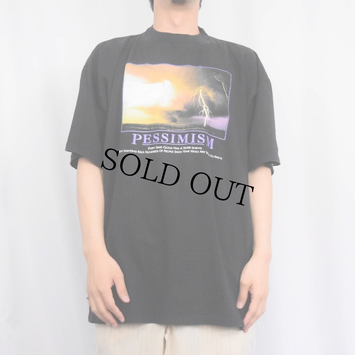 画像2: "PESSIMISM" サンダープリントTシャツ BLACK XL (2)