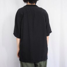 画像3: Tommy Bahama 柄織り オープンカラーシルクシャツ BLACK M (3)