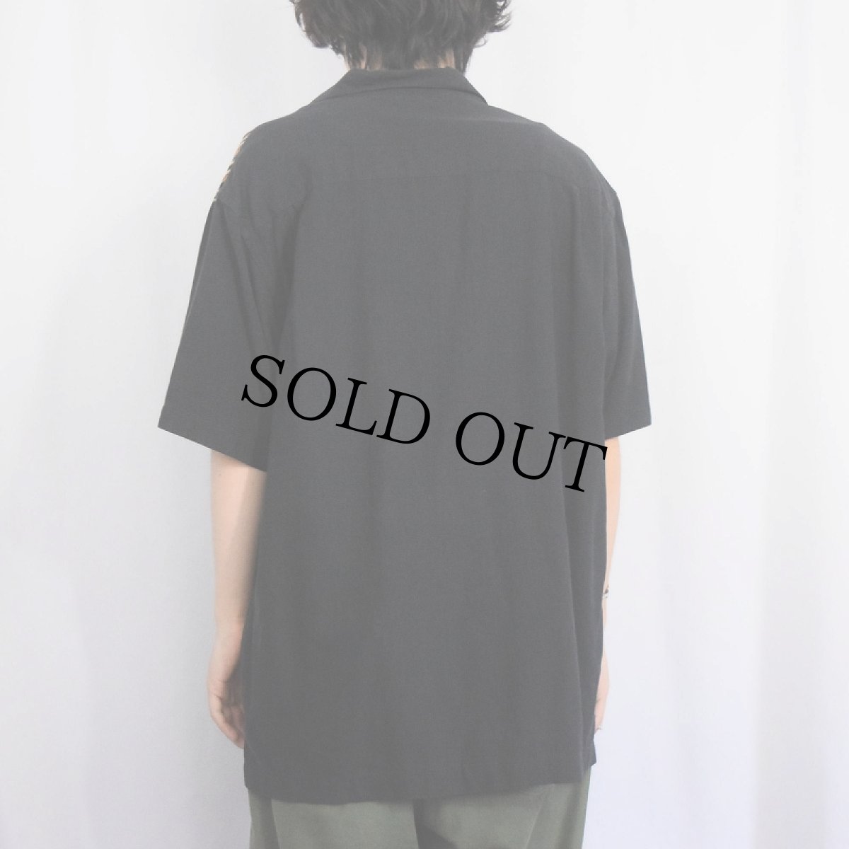 画像3: AXIST ストライプ柄切り替え シルク×コットン ロカビリーシャツ XL (3)