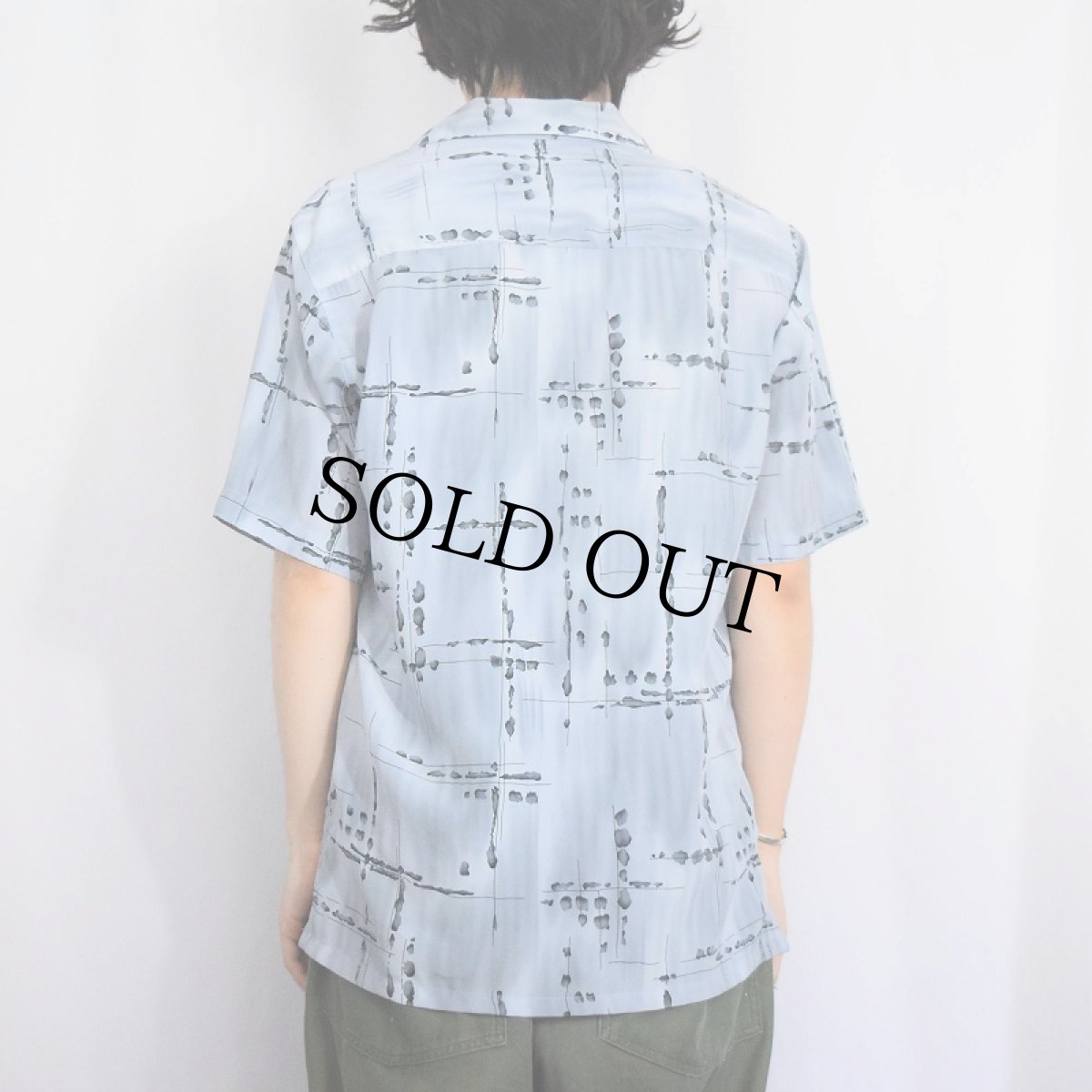 画像3: 80's D' Accord 幾何学柄 オープンカラーシャツ S (3)