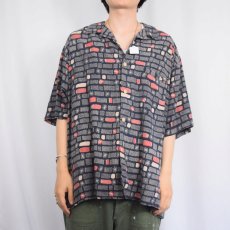 画像2: 90's〜2000's NAT NAST 総柄 シルクオープンカラーシャツ L (2)