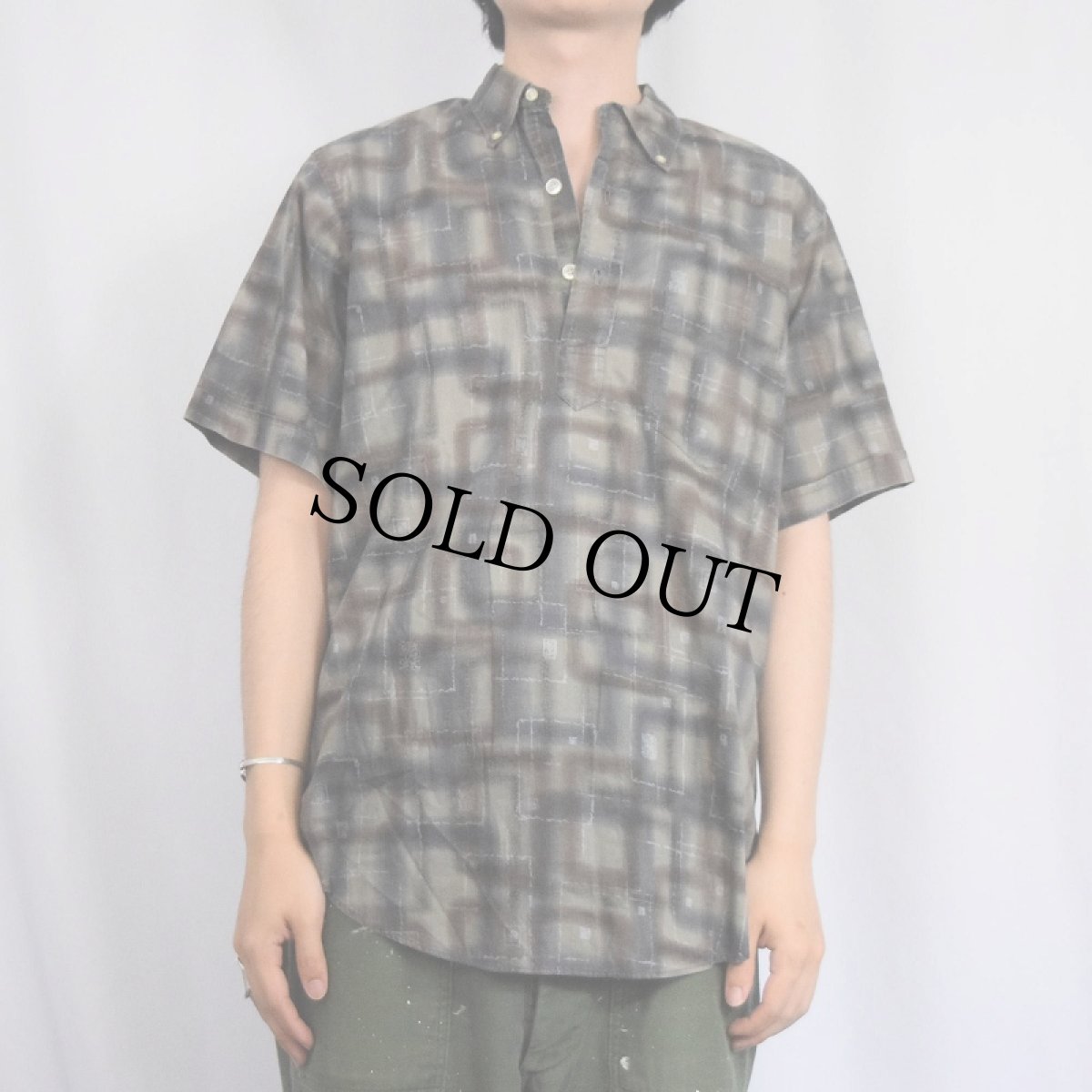 画像2: 60's PENNEY'S TOWNCRAFT 総柄 プルオーバーコットンボタンダウンシャツ M (2)