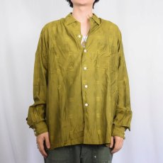 画像2: 80's Churchill 柄織り オープンカラーシルクシャツ ML (2)