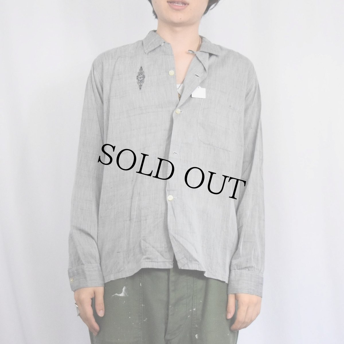 画像2: 60's Designes by CAMPUS USA製 刺繍入り オープンカラーシャツ M (2)