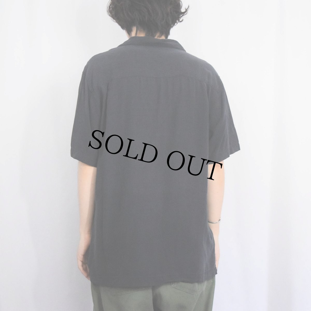 画像3: AXIST ストライプ柄 オープンカラーシルクシャツ L (3)