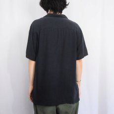 画像3: AXIST ストライプ柄 オープンカラーシルクシャツ L (3)