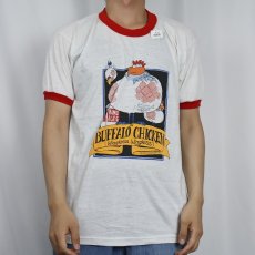 画像3: 80's USA製 "BUFFALO CHIKEN" イラストプリントリンガーTシャツ XL (3)