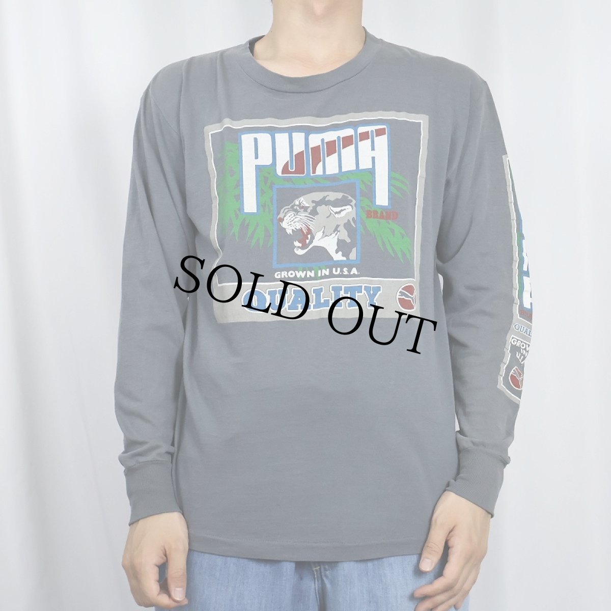 画像2: 80's PUMA USA製 "QUALITY" ロゴプリントロンT L (2)