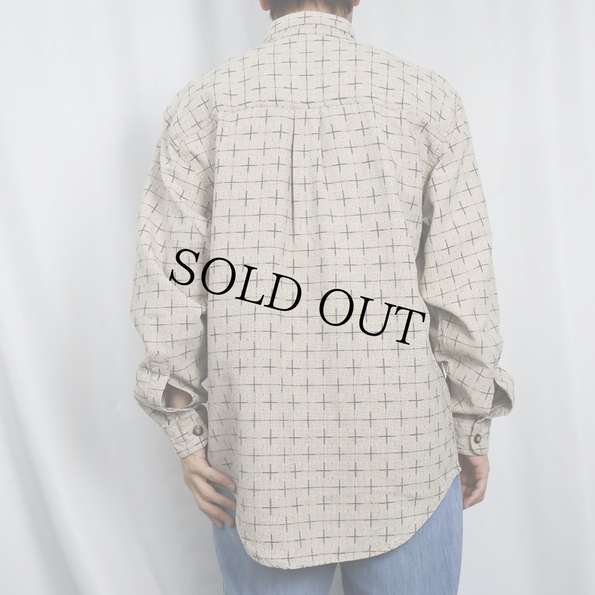 画像3: THE TERRITORY AHEAD チェック柄織り コットンボタンダウンシャツ M (3)