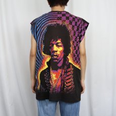 画像4: 1992 Jimi Hendrix カットオフ ミュージシャン 大判プリントTシャツ BLACK (4)