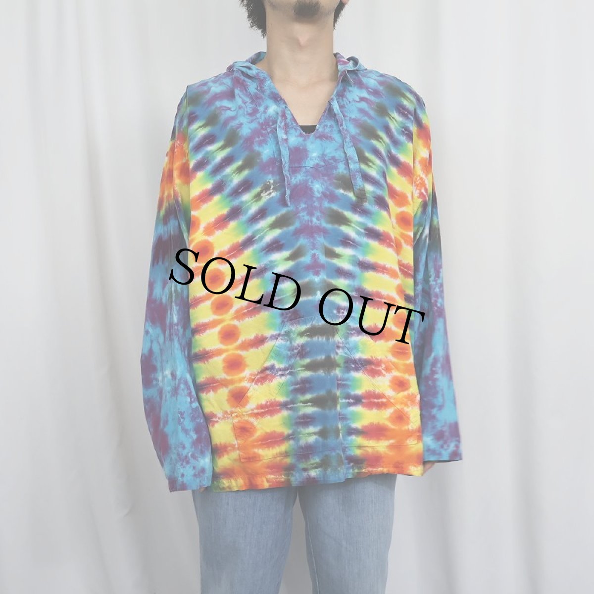 画像2: タイダイ染め コットンプルオーバーパーカー (2)