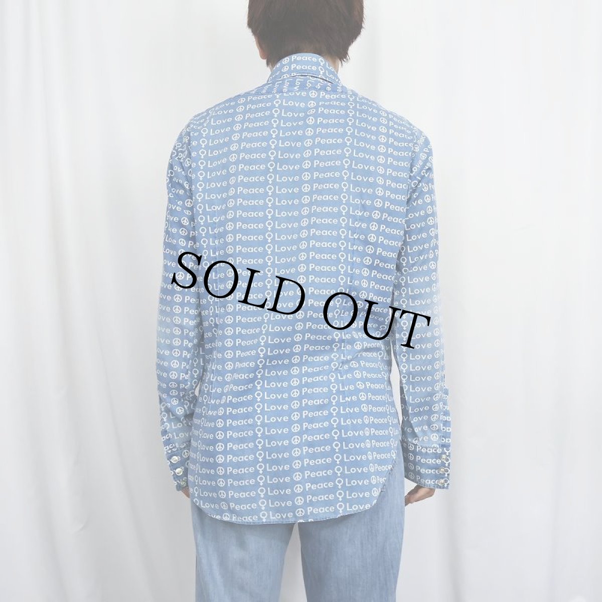 画像3: 70's machII by Arrow CANADA製 "Peace Love" 総柄シャツ SIZE15-15 1/2 (3)