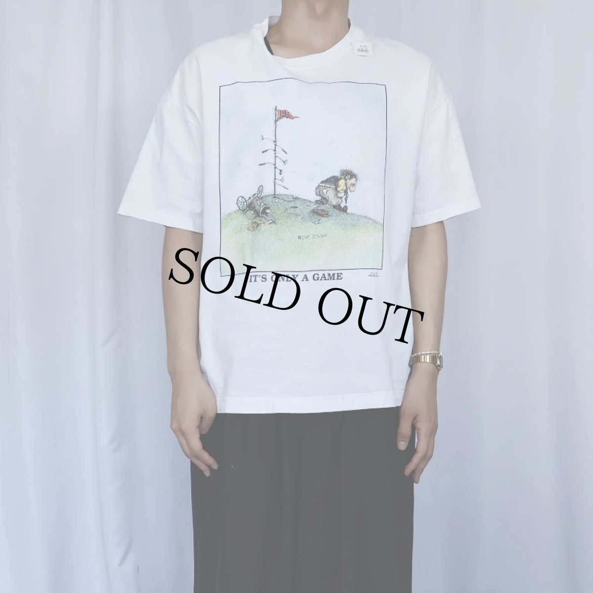 画像2: 90's GARY PATTERSON "IT'S ONLY A GAME" イラストプリントTシャツ (2)