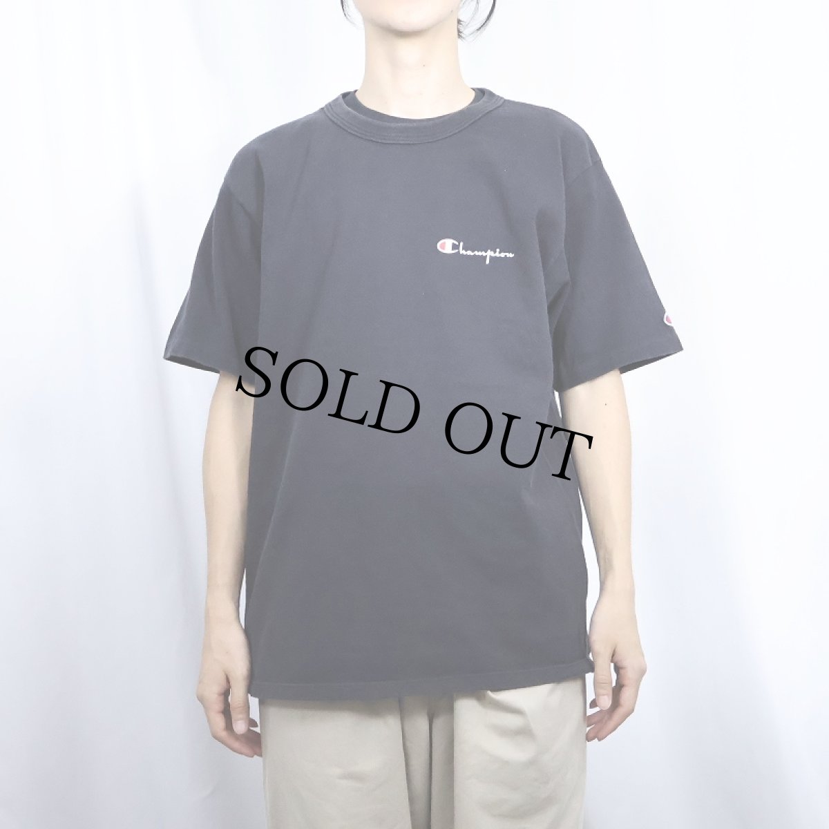 画像2: 90's Champion USA製 ロゴプリントTシャツ BLACK L (2)