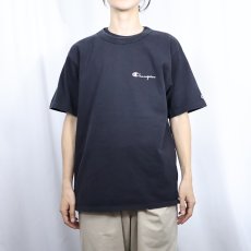 画像2: 90's Champion USA製 ロゴプリントTシャツ BLACK L (2)